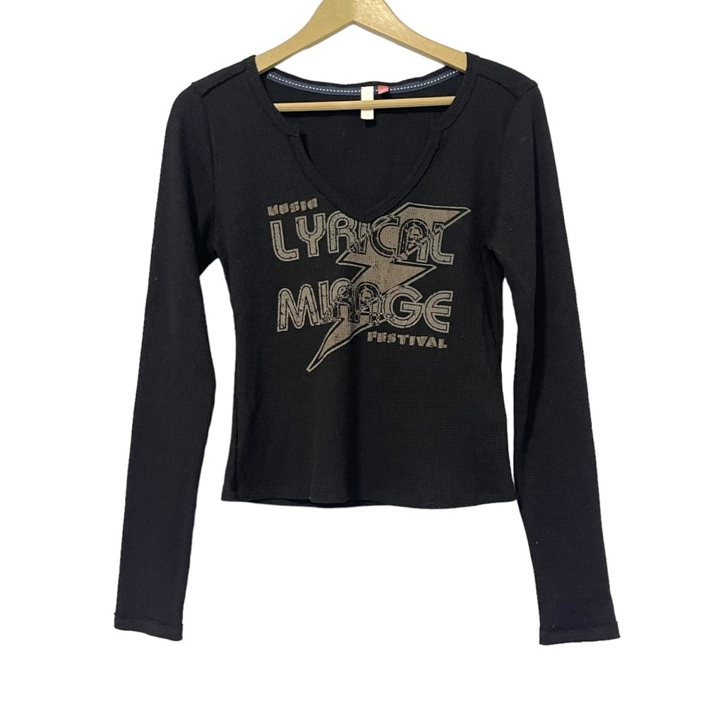 Anthropologie Pilcro Black Lyrical Mirage Festival Top Size Medium